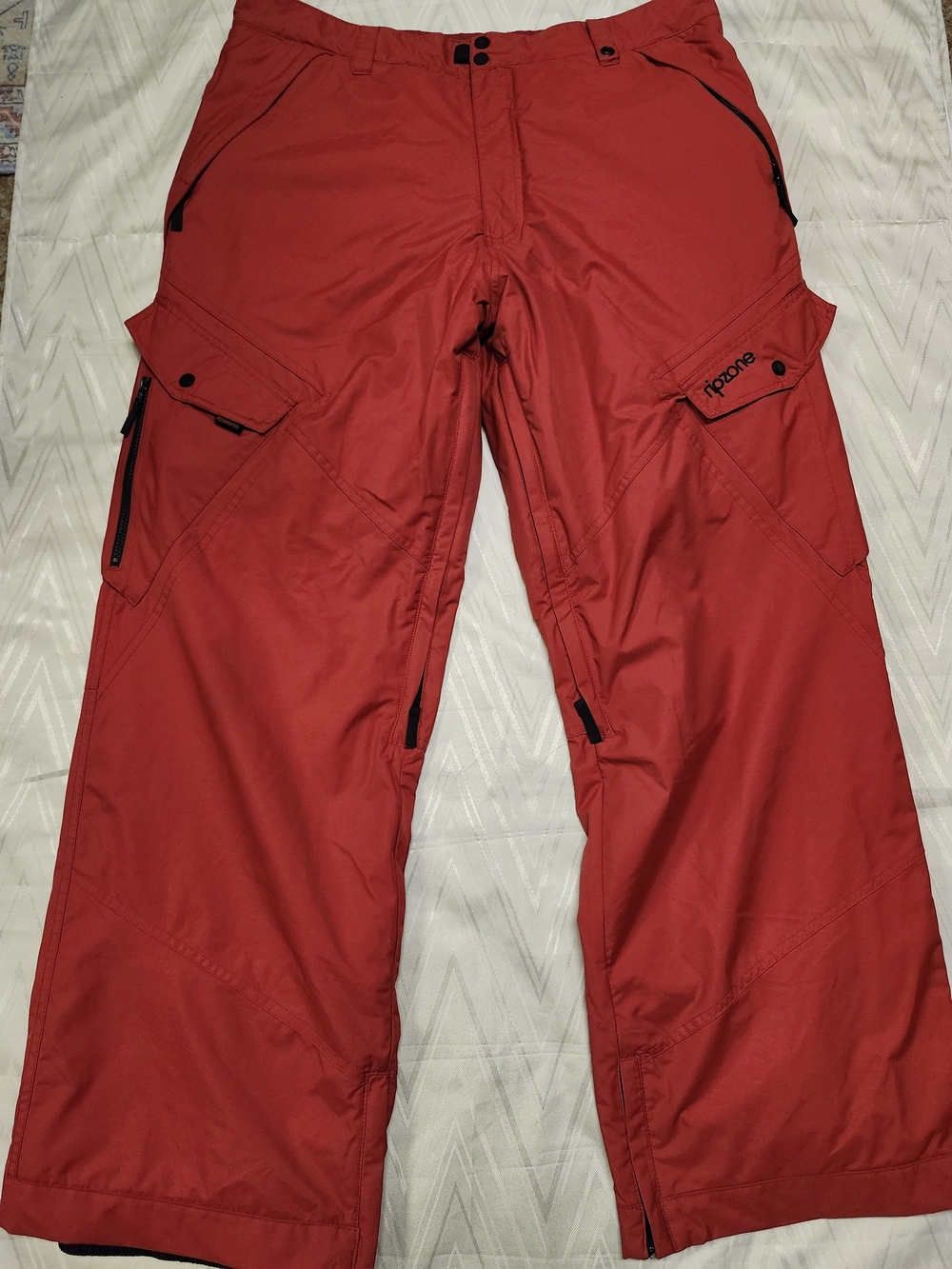 Men's Red Ripzone Cargo Snow Pants - Waterproof Outdoor Utility